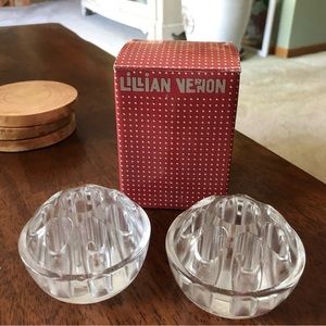 glass candle holder and vase (flower frogs) set of 2